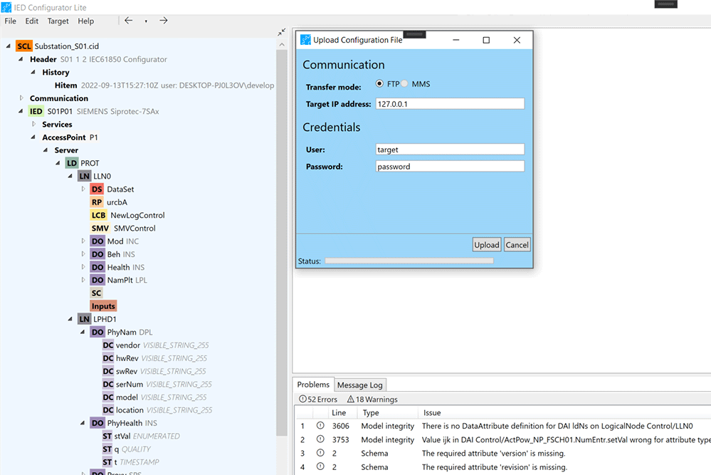 upload configuration ied